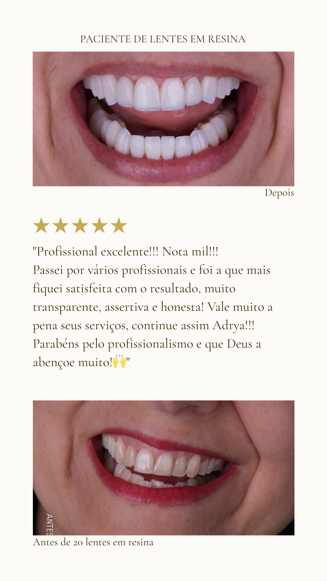 Profissional excelente!!! Nota mil!!! Passei por vários profissionais e foi a que mais fiquei satisfeita com o resultado, muito transparente, assertiva e honesta! Vale muito a pena seus serviços,