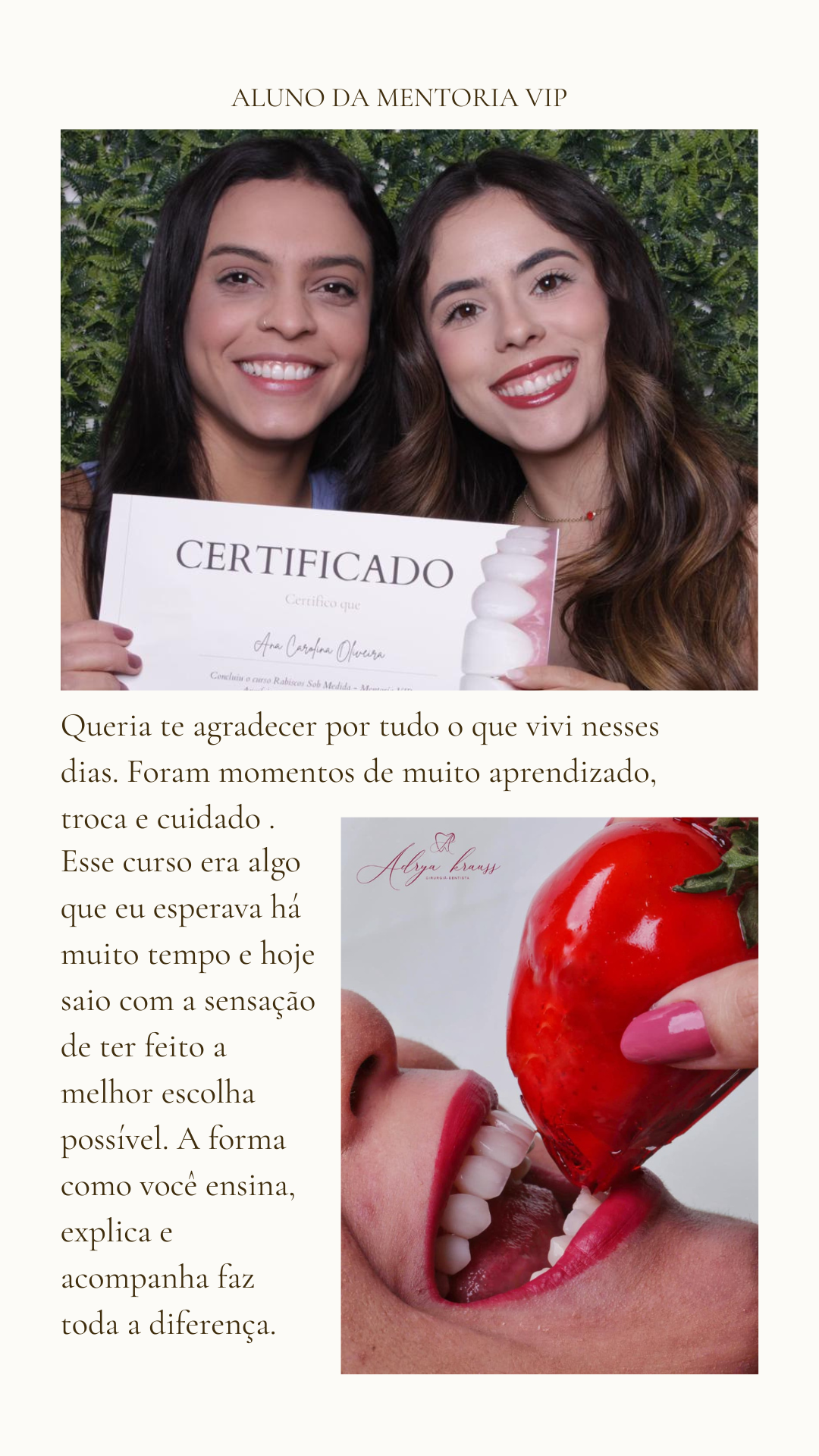 Profissional excelente!!! Nota mil!!! Passei por vários profissionais e foi a que mais fiquei satisfeita com o resultado, muito transparente, assertiva e honesta! Vale muito a pena seus serviços, (2)